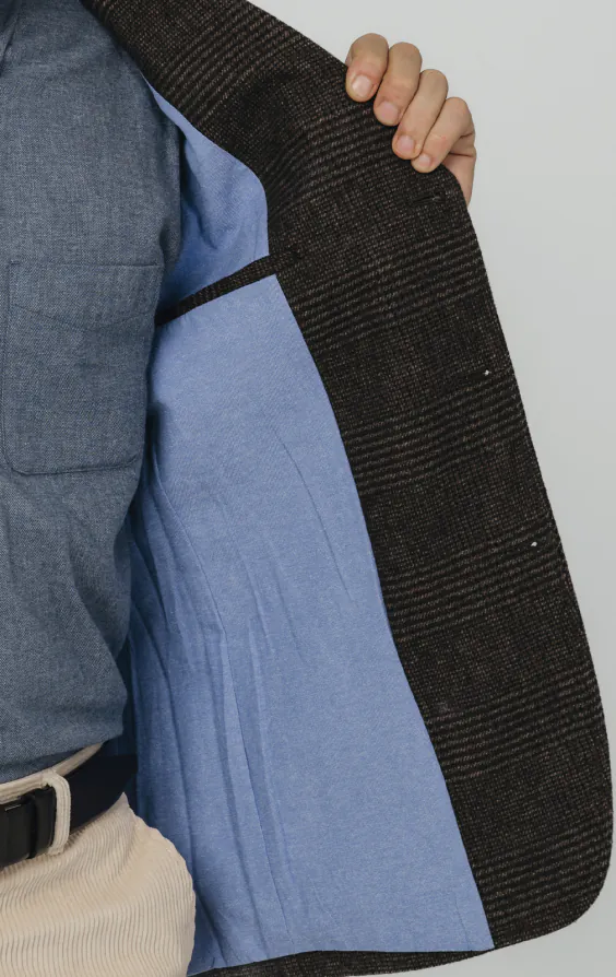 Braune Prince of Wales Tweed Karo Jackett mit aufgesetzten Taschen - photo 4 Braune Prince of Wales Tweed Karo Jackett mit aufgesetzten Taschen - photo 4