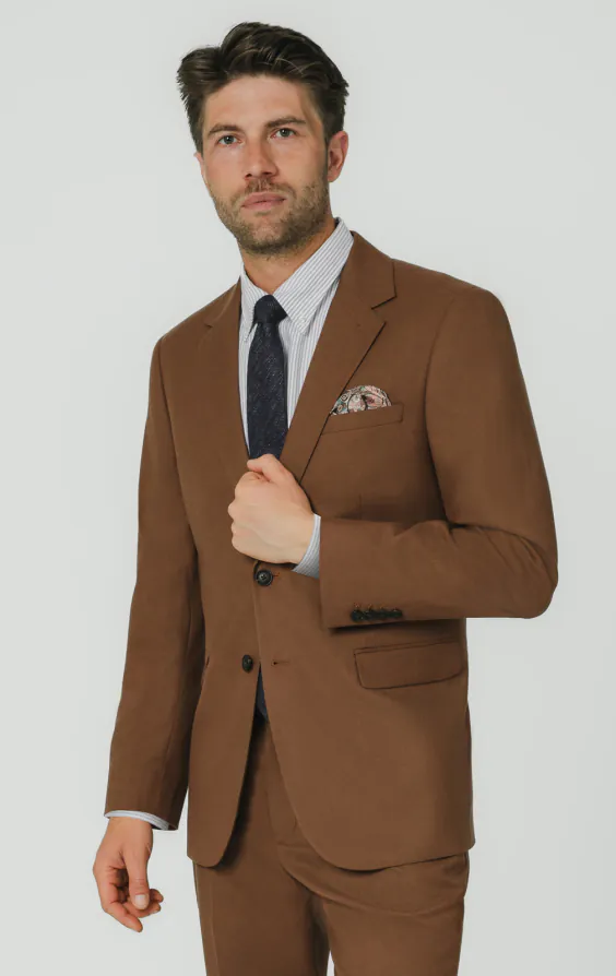 Mittelbraun Twill Anzug Jackett