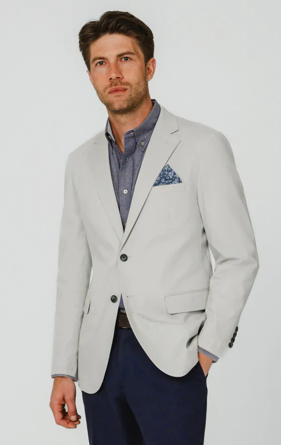 Hellgrau Jacke aus Baumwoll-Twill Hellgrau Jacke aus Baumwoll-Twill