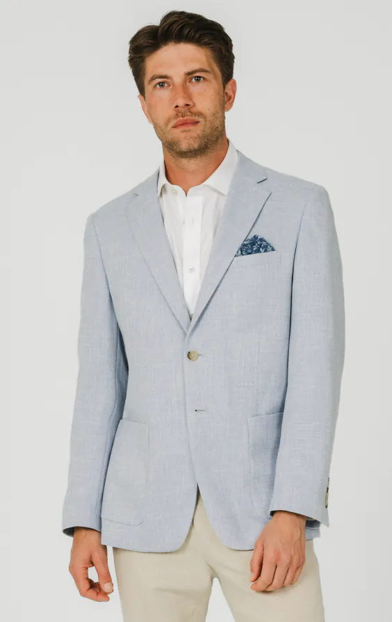 Hellblaue Jacke aus strukturiertem Gewebe Hellblaue Jacke aus strukturiertem Gewebe