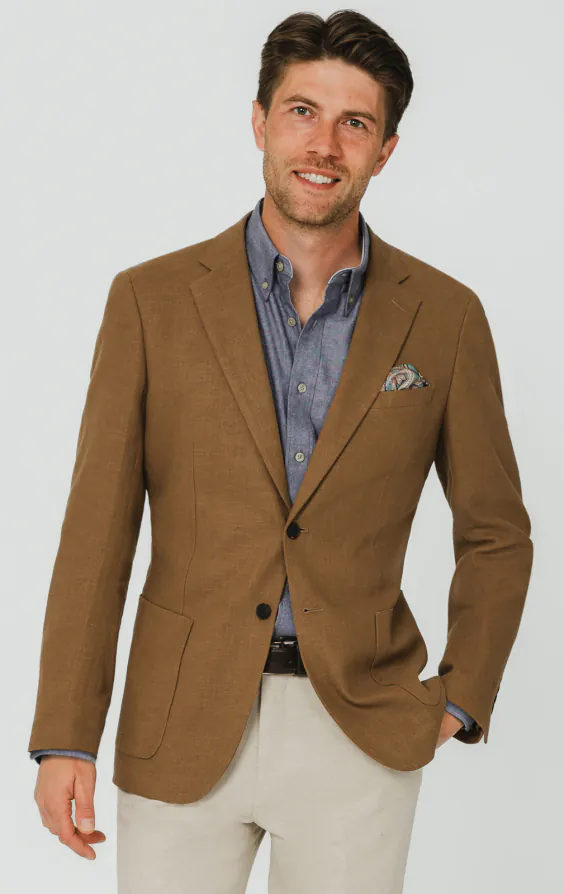 Mittelbraune Ramie-Jacke Mittelbraune Ramie-Jacke