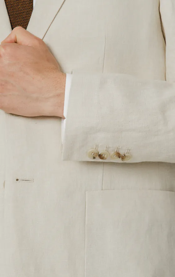 Cremefarbener Anzug aus reinem Leinen - photo 2