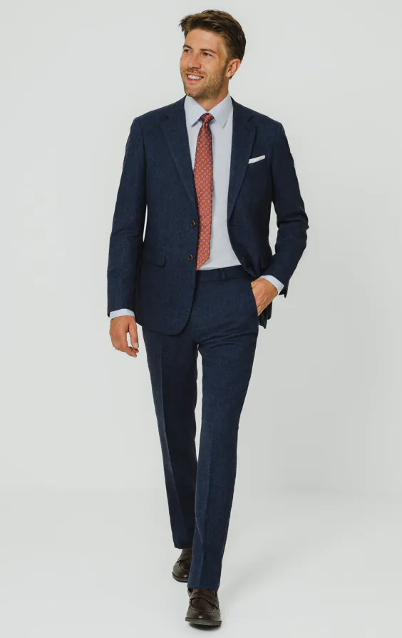 Blau Fischgrätenmuster Tweed Anzug Jackett - photo 1