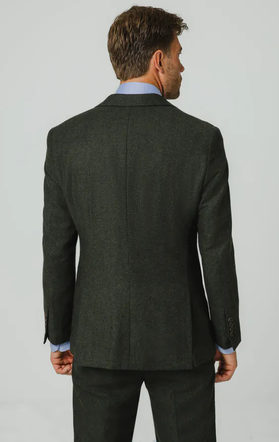 Dunkelgrün Fischgrätenmuster Tweed Anzug Jackett - photo 5 Dunkelgrün Fischgrätenmuster Tweed Anzug Jackett - photo 5