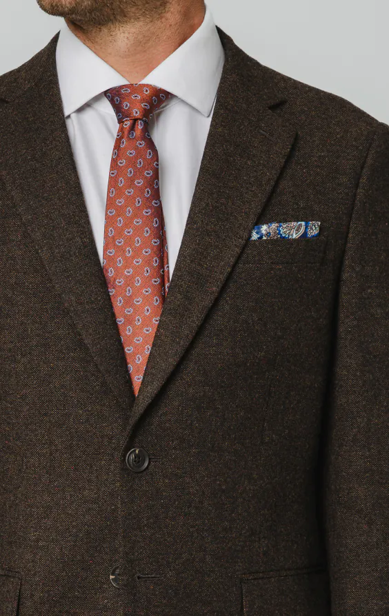 Dunkelbraun Donegal Tweed Anzug Jackett - photo 3 Dunkelbraun Donegal Tweed Anzug Jackett - photo 3