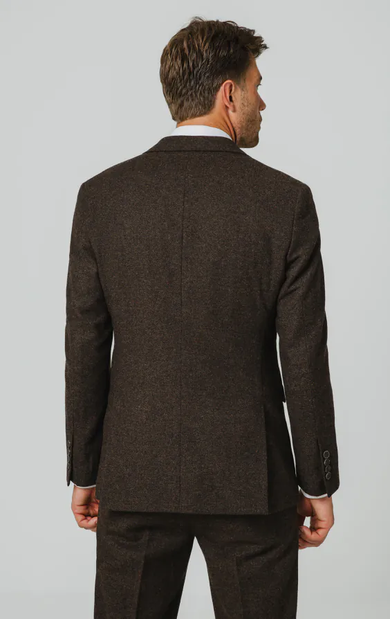 Dunkelbraun Donegal Tweed Anzug Jackett - photo 5 Dunkelbraun Donegal Tweed Anzug Jackett - photo 5