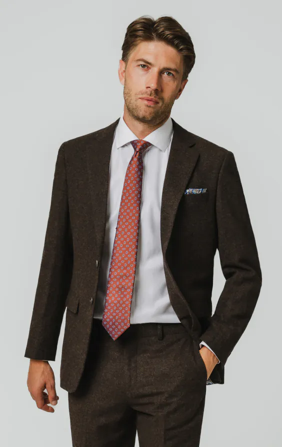 Dunkelbraun Donegal Tweed Anzug Jackett Dunkelbraun Donegal Tweed Anzug Jackett