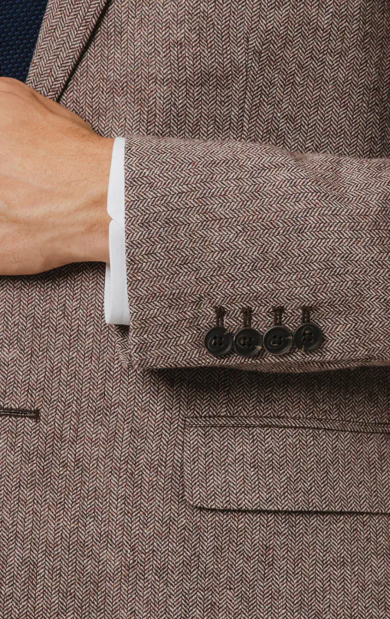 Rotholz Fischgrätenmuster Tweed Anzug Jackett - photo 2 Rotholz Fischgrätenmuster Tweed Anzug Jackett - photo 2