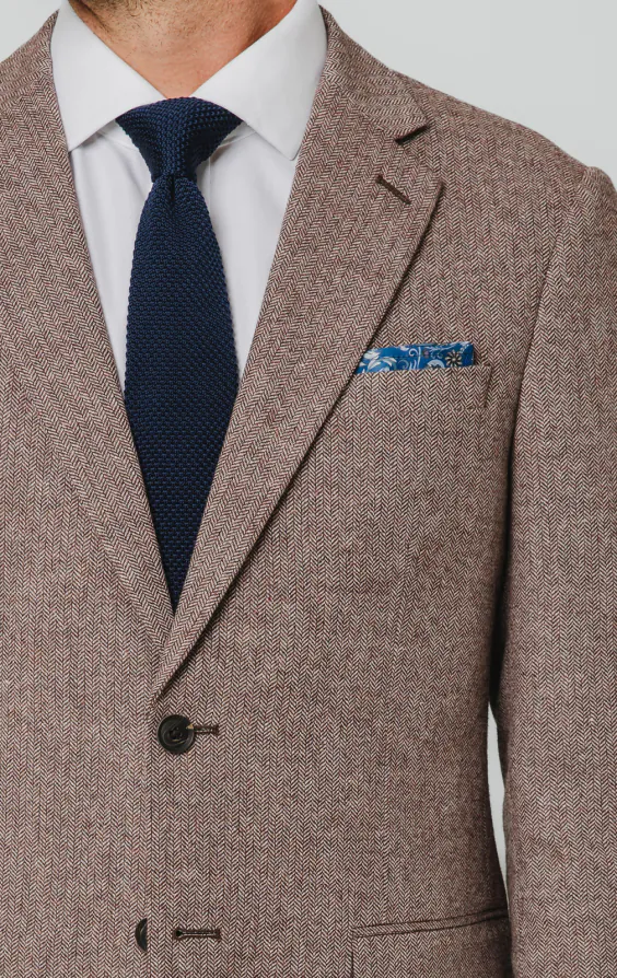 Rotholz Fischgrätenmuster Tweed Anzug Jackett - photo 3 Rotholz Fischgrätenmuster Tweed Anzug Jackett - photo 3