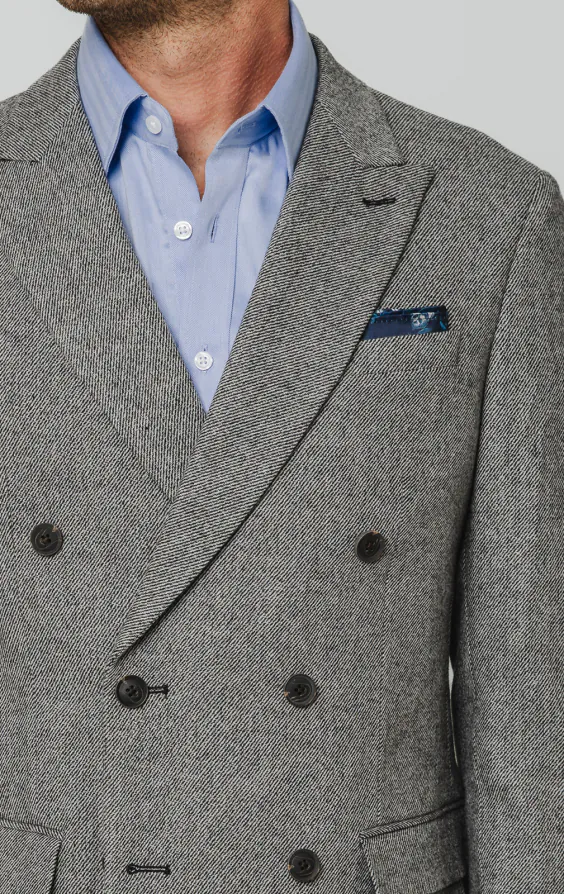 Grau Twill Tweed Anzug Jackett - photo 3