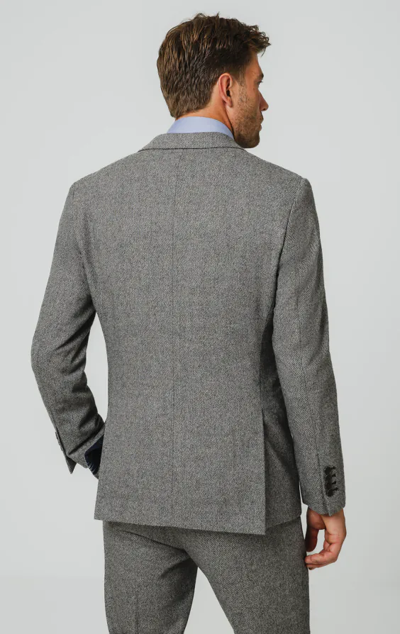 Grau Twill Tweed Anzug Jackett - photo 5