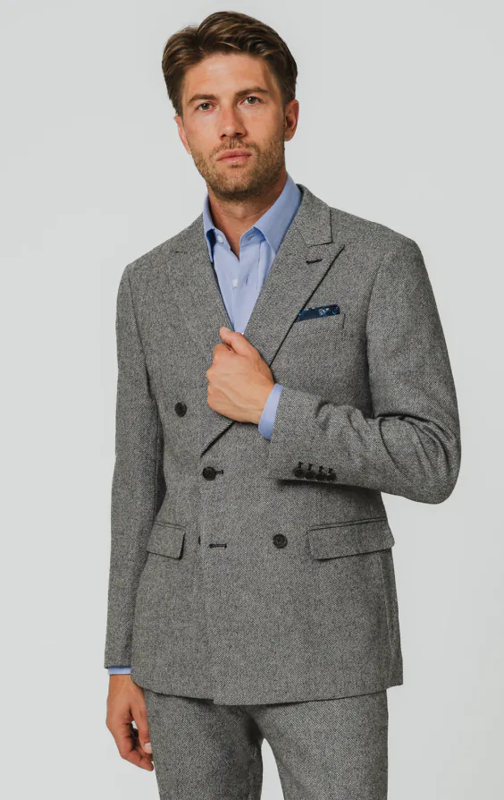 Grau Twill Tweed Anzug Jackett