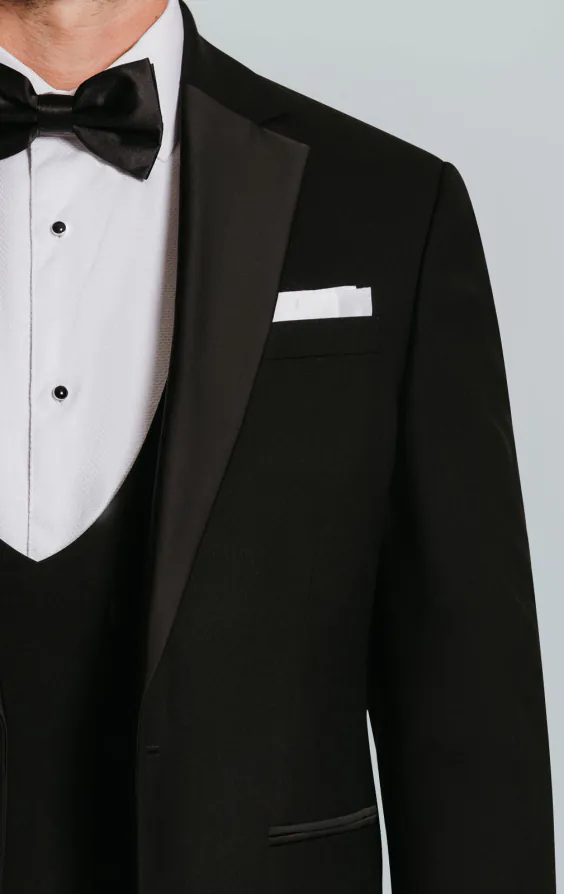 Schwarzer Slim-Fit Smoking mit Fallendes Revers - photo 4
