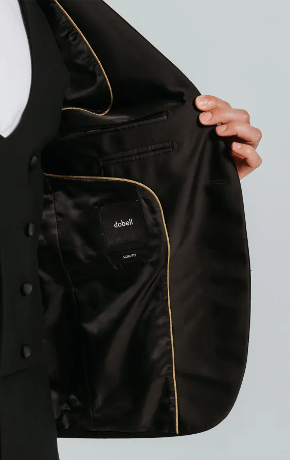 Schwarzer Slim-Fit Smoking mit Fallendes Revers - photo 5