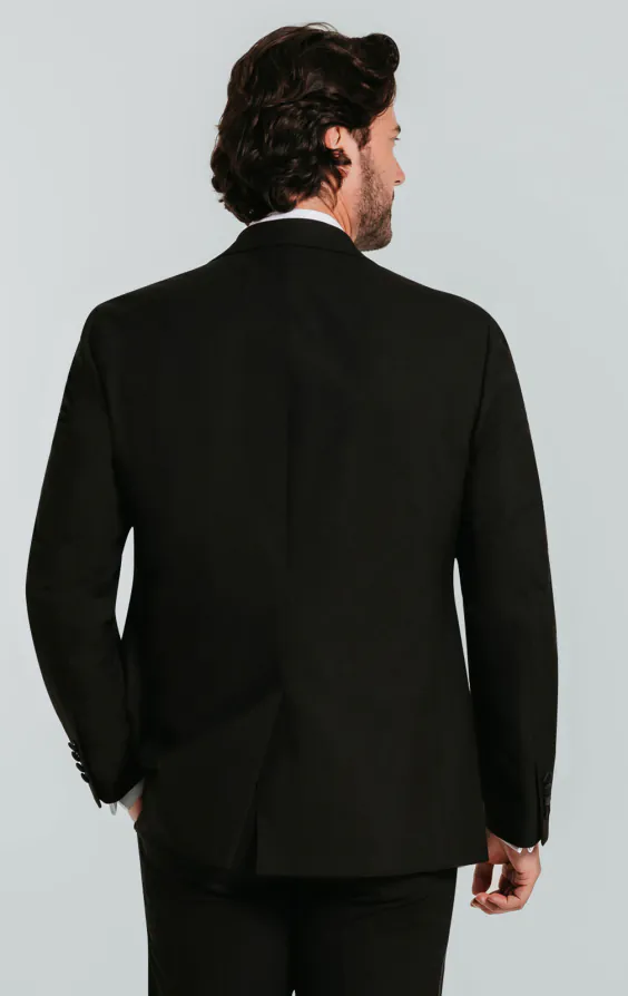 Schwarzer Slim-Fit Smoking mit Fallendes Revers - photo 2