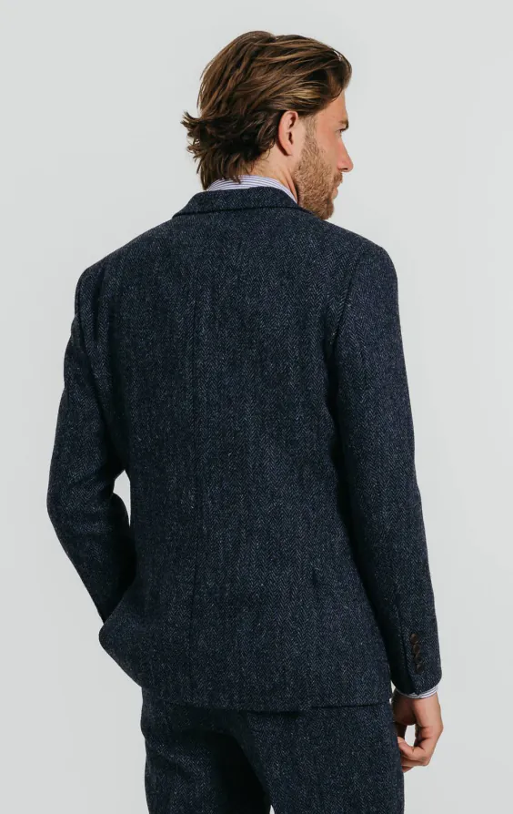 Harris Tweed Jackett, Blau, Fischgrätenmuster - photo 1