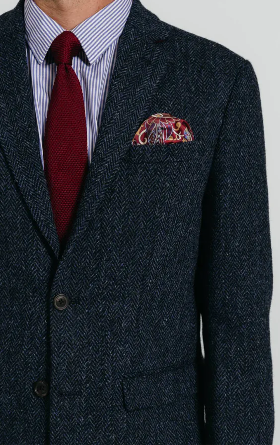 Harris Tweed Jackett, Blau, Fischgrätenmuster - photo 3