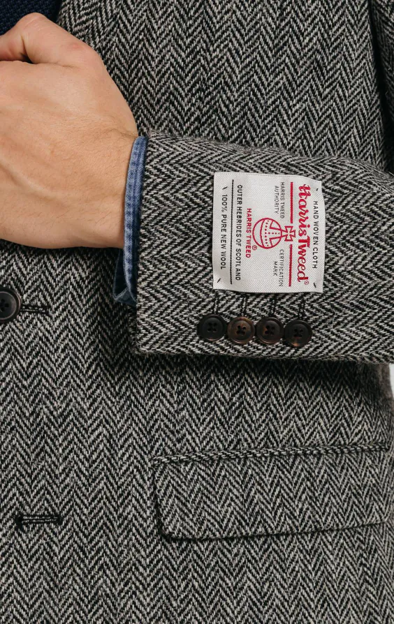 Harris Tweed Jackett, Grau, Fischgrätenmuster - photo 2