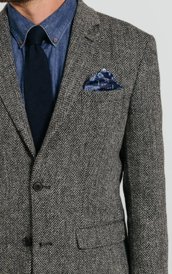 Harris Tweed Jackett, Grau, Fischgrätenmuster - photo 3