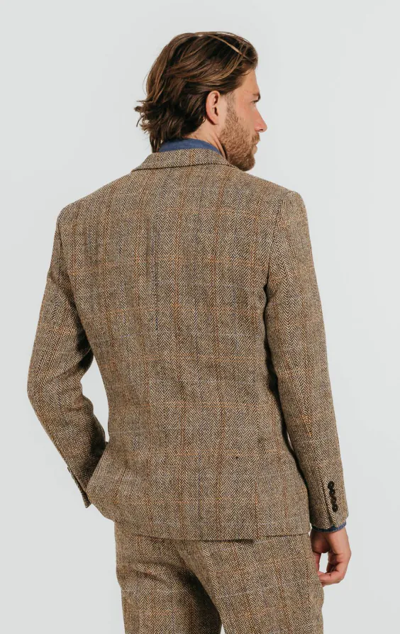 Harris Tweed Anzug Braun, Großes Karo - photo 2