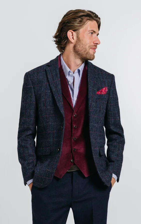 Harris Tweed Blazer, Dunkelblau, Karomuster Harris Tweed Blazer, Dunkelblau, Karomuster
