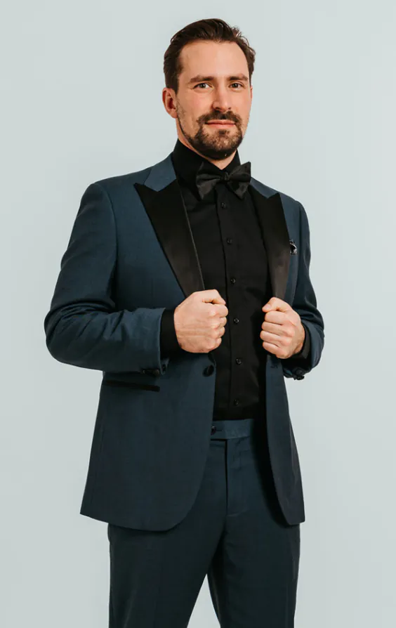 Türkisblau Smoking Jackett mit Steigendem Revers Türkisblau Smoking Jackett mit Steigendem Revers