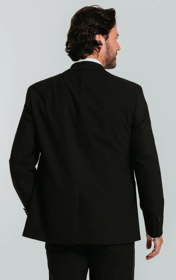 Dobell Schwarzer Slimfit Smoking Jackett mit Steigendem Revers - photo 1