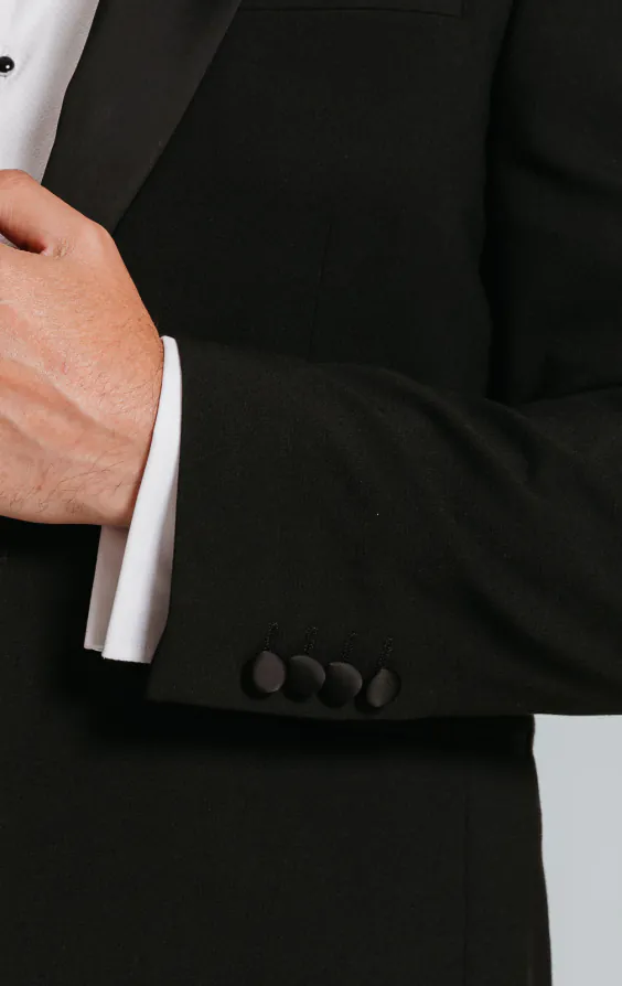Dobell Schwarzer Slimfit Smoking Jackett mit Schalkragen - photo 2 Dobell Schwarzer Slimfit Smoking Jackett mit Schalkragen - photo 2
