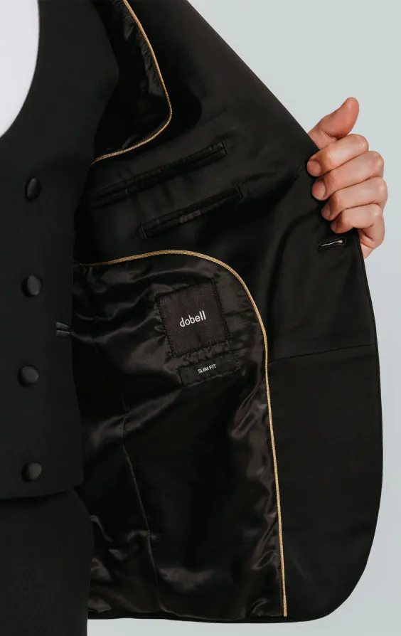 Dobell Schwarzer Slimfit Smoking Jackett mit Schalkragen - photo 4 Dobell Schwarzer Slimfit Smoking Jackett mit Schalkragen - photo 4