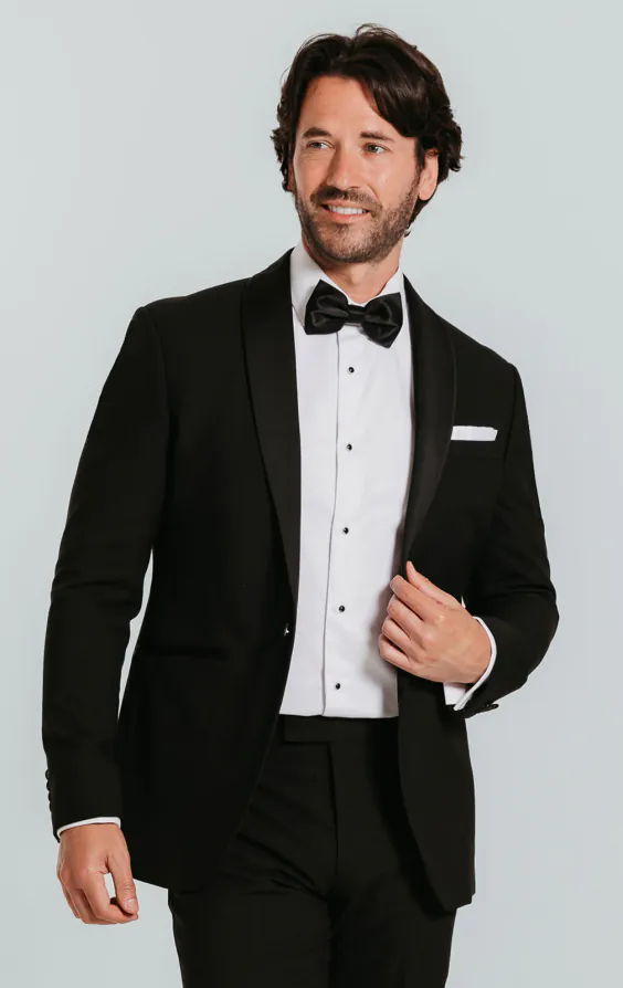 Dobell Schwarzer Slimfit Smoking Jackett mit Schalkragen Dobell Schwarzer Slimfit Smoking Jackett mit Schalkragen