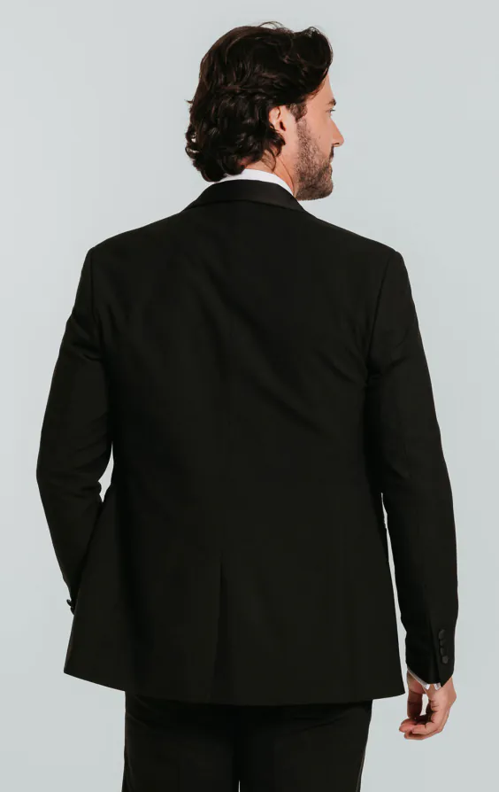 Dobell Schwarzer Slimfit Smoking Jackett mit Schalkragen - photo 1 Dobell Schwarzer Slimfit Smoking Jackett mit Schalkragen - photo 1