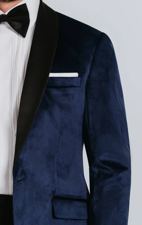 Smoking, Slim-Fit, Marineblau, Samt - photo 4 Smoking, Slim-Fit, Marineblau, Samt - photo 4