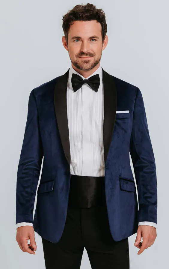 Jackett, Slim-Fit, Marineblau, Samt