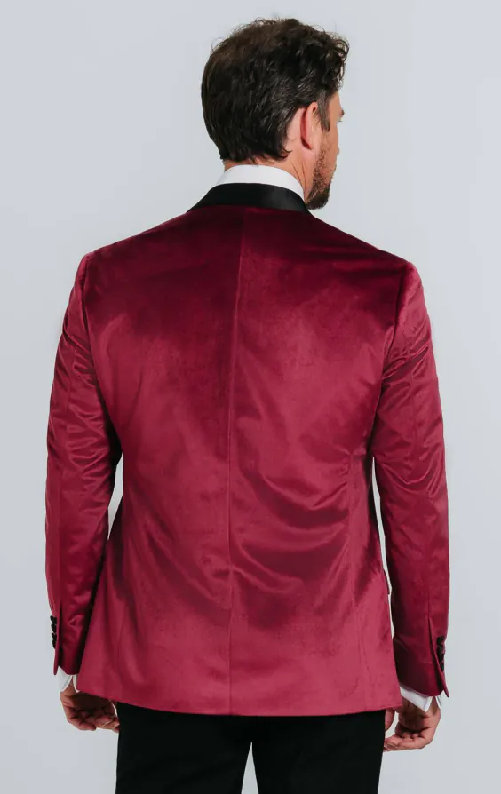 Smoking, Slim-Fit, Weinrot, Samt - photo 2