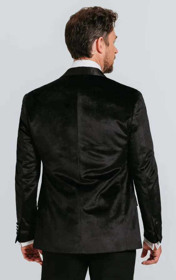 Smoking, Slim-Fit, Schwarz, Samt - photo 2