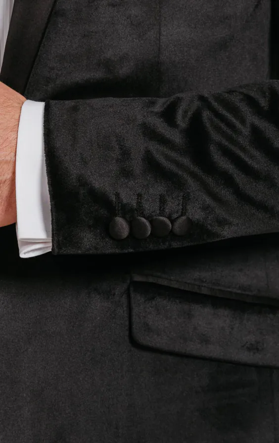 Smoking, Slim-Fit, Schwarz, Samt - photo 3