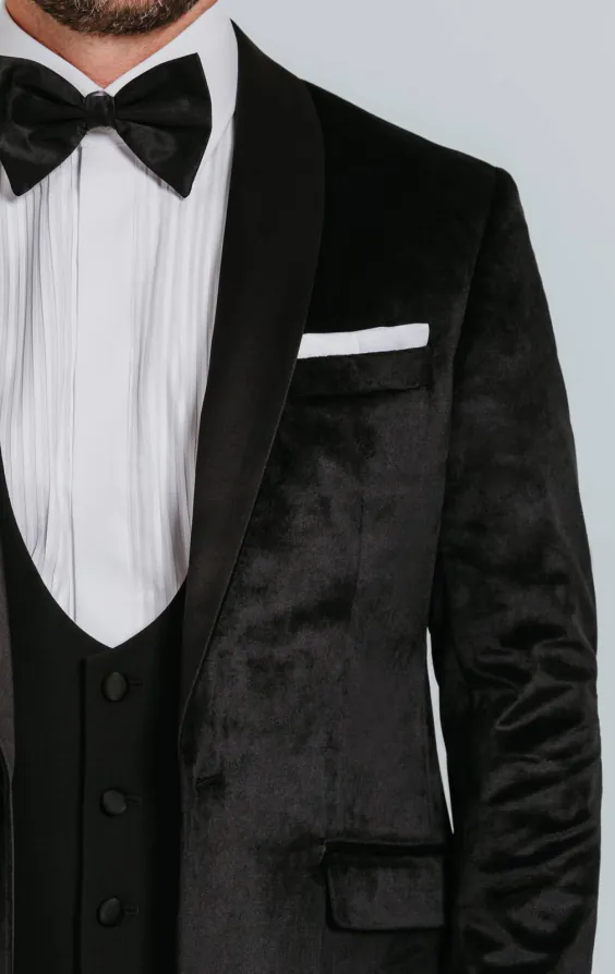 Jackett, Slim Fit, Schwarz, Samt - photo 3 Jackett, Slim Fit, Schwarz, Samt - photo 3