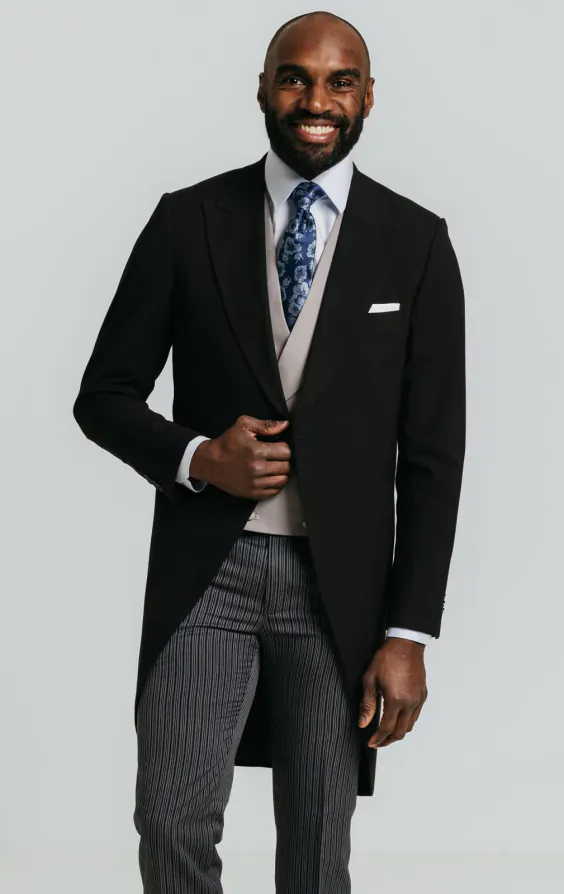 Cut-Anzug, Schwarz, Slim-Fit
