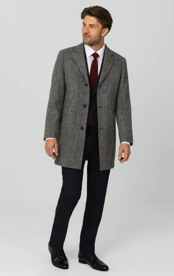 Harris Tweed Mantel, Grau Fischgrätenmuster - photo 1