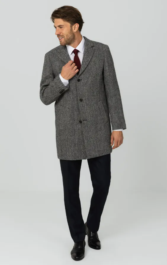 Harris Tweed Mantel, Grau Fischgrätenmuster - photo 2