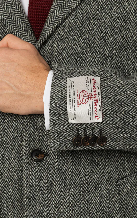 Harris Tweed Mantel, Grau Fischgrätenmuster - photo 3