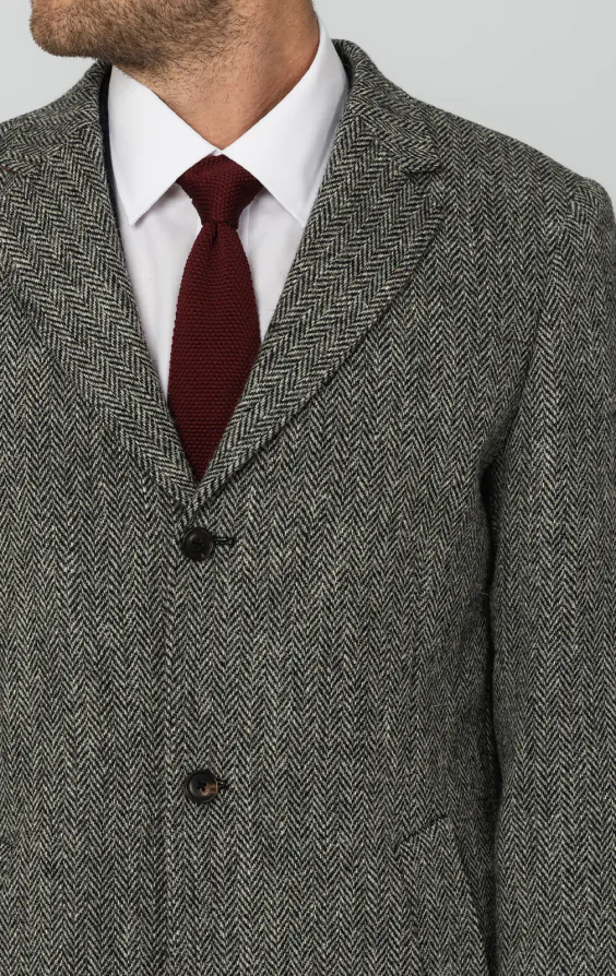 Harris Tweed Mantel, Grau Fischgrätenmuster - photo 4