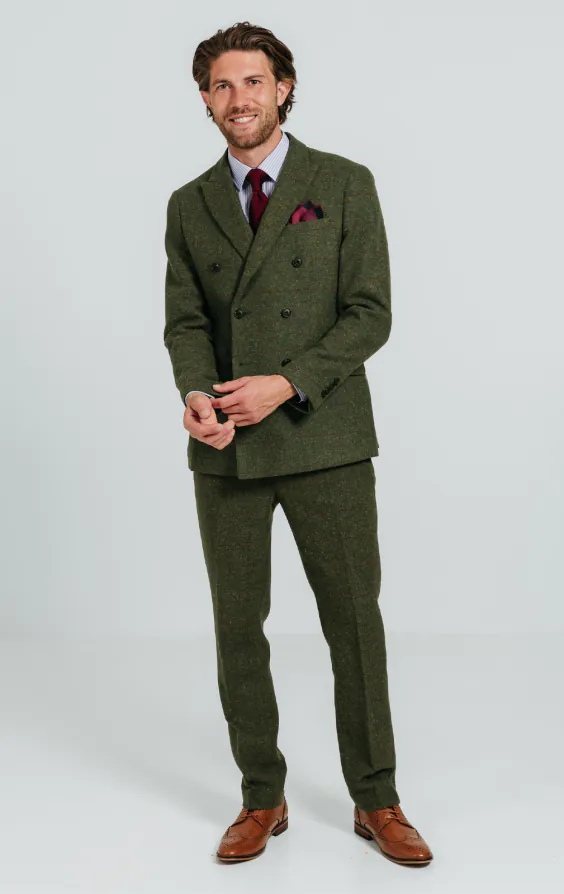 Tweed Jackett, Grün, Großes Karo, Zweireihig - photo 1