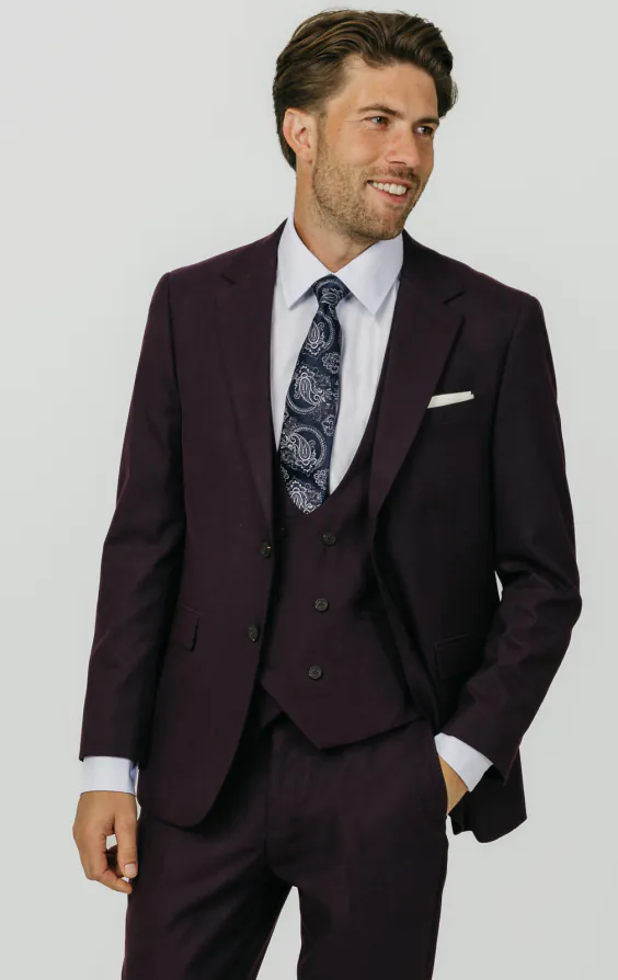 Brombeer Twill 3-Teilig Anzug Brombeer Twill 3-Teilig Anzug