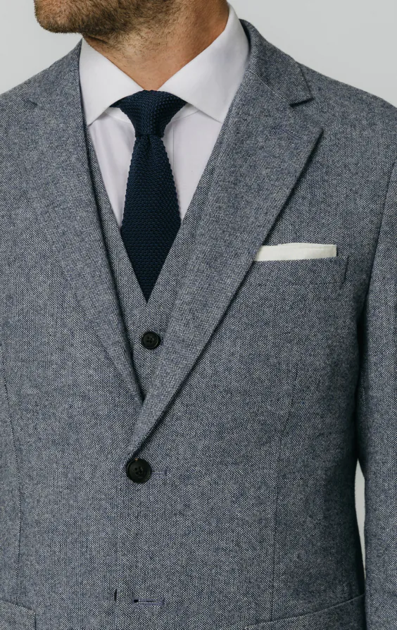 Blau Donegal Tweed 3-Telig Anzug - photo 3 Blau Donegal Tweed 3-Telig Anzug - photo 3