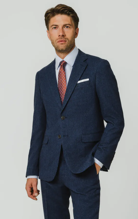 Blau Fischgrätenmuster Tweed Anzug Blau Fischgrätenmuster Tweed Anzug