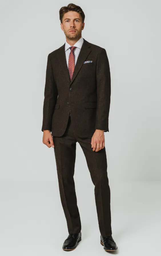 Dunkelbraun Donegal Tweed 3-Telig Anzug - photo 1 Dunkelbraun Donegal Tweed 3-Telig Anzug - photo 1
