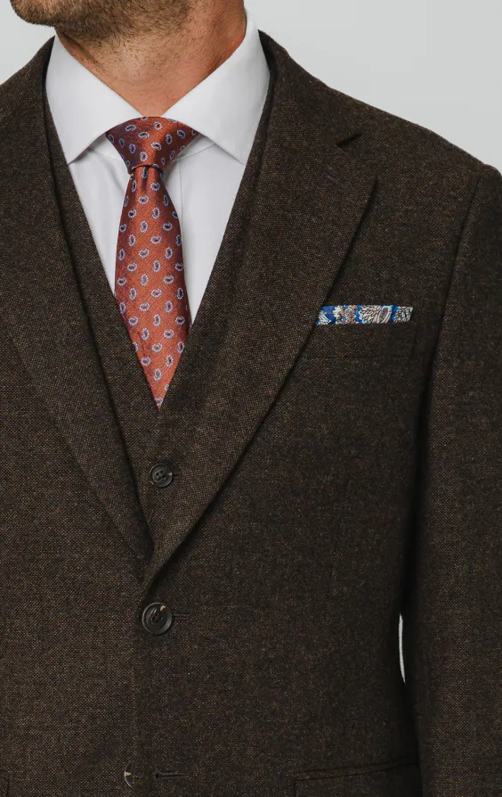 Dunkelbraun Donegal Tweed 3-Telig Anzug - photo 3 Dunkelbraun Donegal Tweed 3-Telig Anzug - photo 3