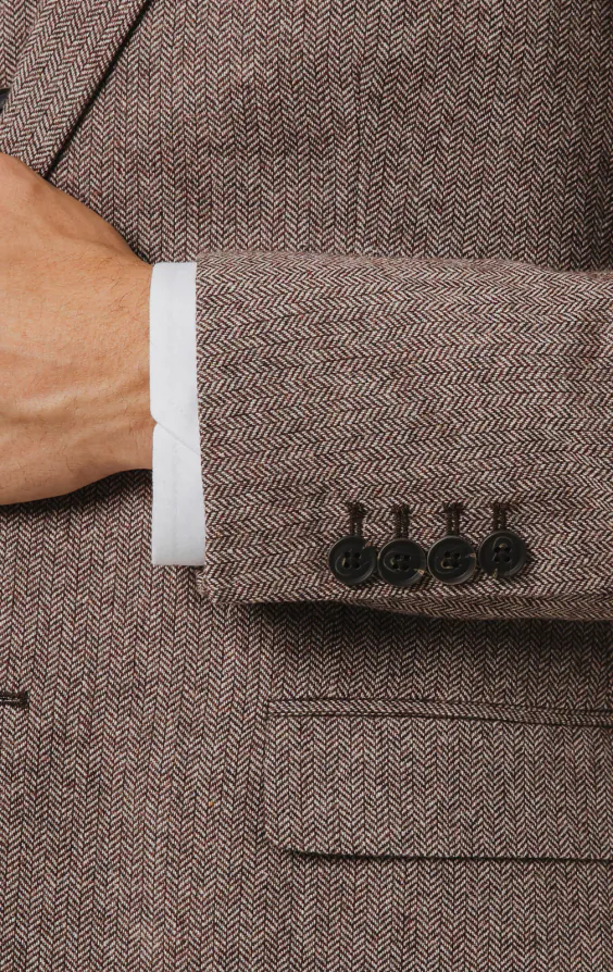 Rotholz Fischgrätenmuster Tweed 3-Teilig Anzug - photo 2 Rotholz Fischgrätenmuster Tweed 3-Teilig Anzug - photo 2