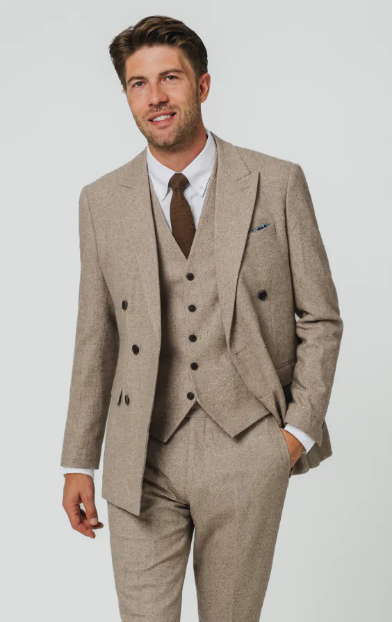 Kamelbraun Twill Tweed 3-Teilig Anzug Kamelbraun Twill Tweed 3-Teilig Anzug